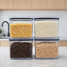 Kit com 4 Potes Herméticos – Linha New Hermetic - Plastutti - 4x 1350 ml - Retangular