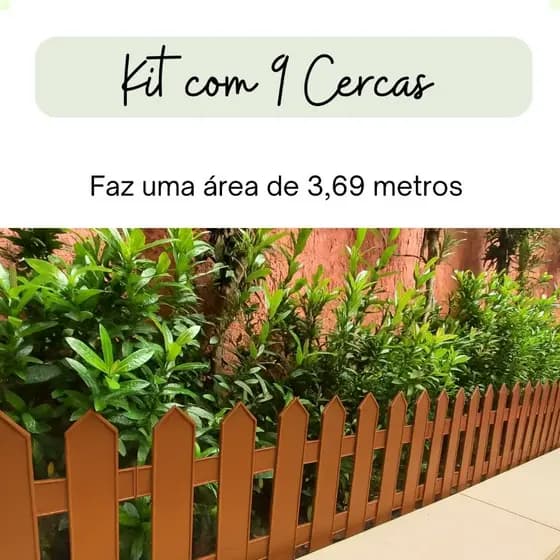Kit 9 Cercas Plásticas para Jardim Marrom Tipo Inglês Decorativas Resistente Fácil Instalação