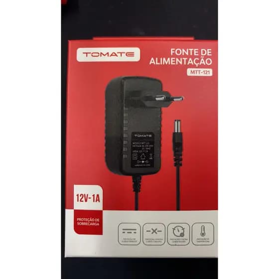 Fonte 12V 1A Automatica Bivolt P4 Camera Modem Cftv Fita Led  TOMATE
