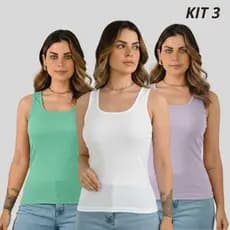 Kit 3 Regatas Ribana Feminina para Academia e Dia a Dia Look Versátil