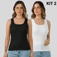 Kit 2 Regatas Ribana Feminina Algodão Versátil para Todos os Looks