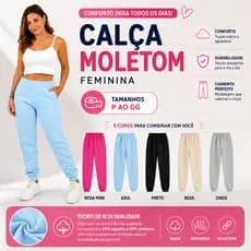 Calça de Moletom Grossa Sem Felpa Feminina Inverno Jogger c/ Bolsos Tecido Premium Conforto Térmico