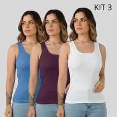 Kit 3 Regata Feminina Ribana Básica Conforto Estilo E Caimento Perfeito