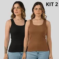 Kit 2 Regata Ribana Feminina Básica Ideal Para O Dia A Dia