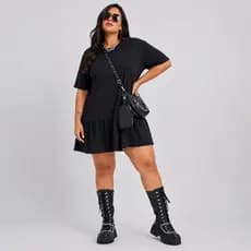 Vestido Malha Algodão Premium Preto Feminino Curto Soltinho Plus Size P ao G3
