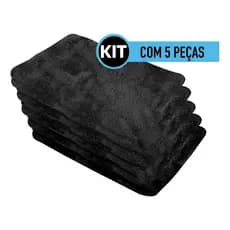 Kit Toalha Microfibra 5 Peças Preta 30cmx40cm Sem costura Vonder