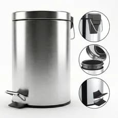 Lixeira Inox 3/5 Litros com Pedal e Balde Interno Multiuso Resistente Compacta Banheiro Cozinha