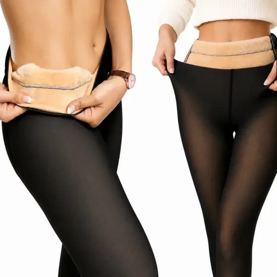 Meia Calça De Lã Térmica P ao GG Translúcida Pelúcia Forrada Legging Preta Inverno