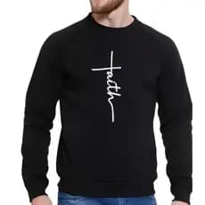 Moletom, Blusa De Frio careca algodão, masculino gospel cristão, Blusão, estampa 'fé'