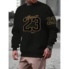 Moletons grosso Masculino Chicago 23 Preto Blusa de Frio Gola Careca Flanelado