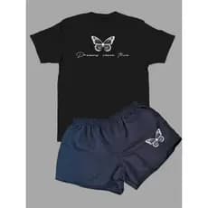 Conjuntinho Academia feminino , verão, academia short tactel, camiseta 100% algodão