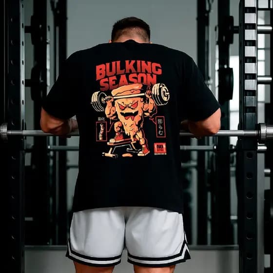 Camiseta Oversized Masculina Bodybuilder Treino Musculaçâo Fit Gym Estampa Bulking Cutting
