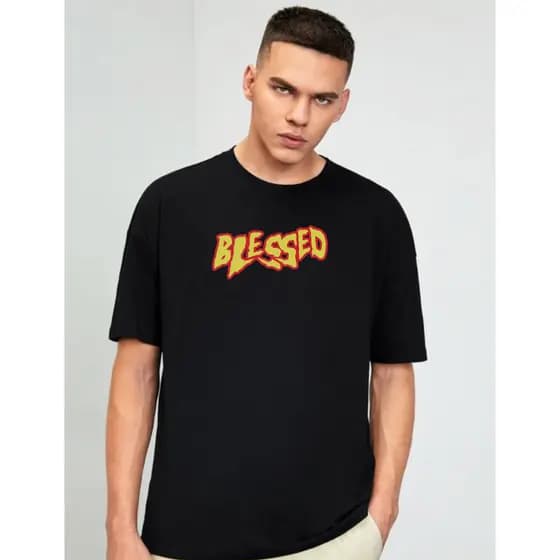 Camiseta Oversized algodão  masculina estampa 'Blesed'' academia verão
