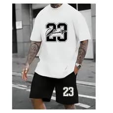 Conjunto Masculino 23 Chicago Camiseta Oversized + short tactel, Academia, esportivo