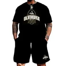 Kit Camiseta Camisa Oversized e Bermuda tactel Streetwear Mr Olympia Para Treino Academia Musculacao