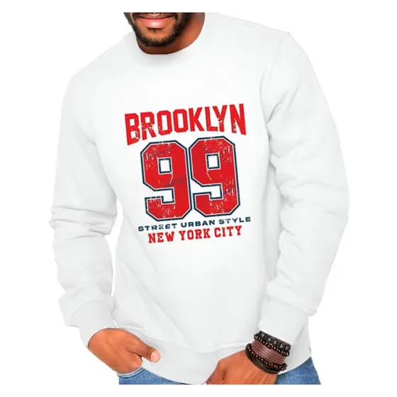 Moleom Careca, Blusa de Frio, Casaco Masculino 100% algodão estampa 'Brooklyn-New Yorl-99' inverno