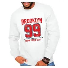Moleom Careca, Blusa de Frio, Casaco Masculino 100% algodão estampa 'Brooklyn-New Yorl-99' inverno