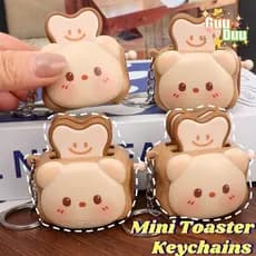 [Guudu] 4/1 Unidade De Chaveiros De Mini Torradeira De Desenho Animado Com Som-Moda , Engraçado , Kawaii-Presentes De An