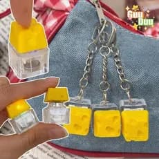 [Guudu] Chaveiros De Botão Em Formato De Queijo Brilhante De 1-2 Unidades-Acessórios De Decoração De Mochila-Chaveiro De