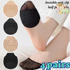 [GUUDUU] 1-4 Pares De Meias De Meia Palma – Macias , Respiráveis , Elásticas Almofadas Femininas Antiderrapantes De Rend