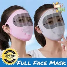 Máscara Facial Completa De Seda Gelada De Verão-Respirável , Refrescante , Anti-UV-Capa De Proteção De Lente Dupla 2 Em