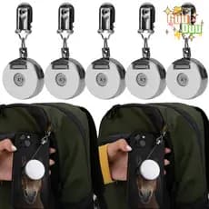 [Guudu] Prendedor De Pressão Circular De Metal-Porta-Crachá De Identificação De Trabalho Anti-Perda-Chaveiro De Fio Retr
