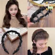 [GuuDuu] Faixa De Cabelo De Veludo Estilo Coreano – Com Dentes Argola Fofa E Antiderrapante Tiara Feminina Para Lavar O