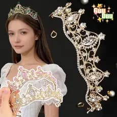 [Guudu] Tiara Com Coroa De Strass Brilhante – Acessórios Para Cabelo De Vestir De Princesa Em Liga Roupas De Festa De Ca