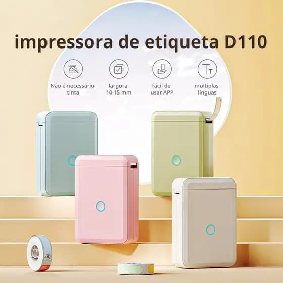 Impressora Térmica Inteligente De Etiquetas Bluetooth D110 Sem Tinta Para IOS Android