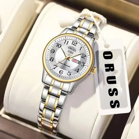 Relógio Feminino ORUSS SZ Dourado Em Aço Inoxidável – Automático , Quartzo , À Prova D'água