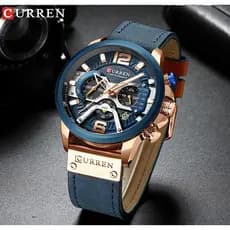 Curren Relógio De Pulso Esportivo Masculino Azul Militar De Luxo Moderno Com Pulseira De Couro 8329 8329xb
