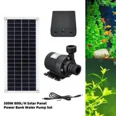Bomba De Água Com Painel Solar 500W 800l/H Caixa De Bateria Fonte Ultra Silenciosa Para Aquário E Tanque De Peixes