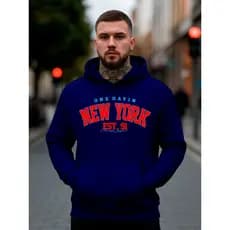 Moletom Canguru Blusa de Frio Com Capuz Jaqueta Masaculina Feminino Infantil New York NY Minimalista