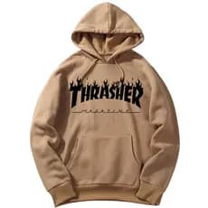 Moletom Streetwear Blusa de frio Capuz e Bolso Marrom Claro