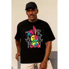 Camiseta Oversized Streetwear Masculina Gola Alta Surfista Larga Estilo Rua Skatista Larga Treino