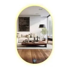 Espelho Led Oval Lapidado 60x40 Moderno Touch Screen Moldura 6000k