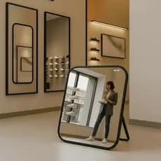 Espelho de Chão Retangular Balcão Lojas Calçados Closet Preto 46x36cm Mirror Glass