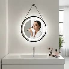 Espelho Com Led Redondo 60cm Adnet 6000k Com Moldura Preta