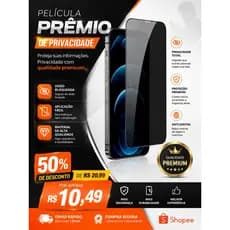 Película de Privacidade Premium 3D Anti-Spy para Celular | Proteção Total + Anti-Risco + Fácil Aplicação