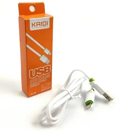 Cabo iPhone KAIDI 1M USB Carregamento Rápido Premium Resistente