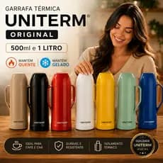 Garrafa Térmica Café 500ml e 1 Litro Uniterm Original Roma Chá Água Leite