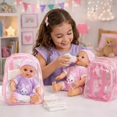 Boneca Bebê Interativa Fala e Chora com Mochila, Mamadeira e Fralda – Boneca Infantil para Brincar