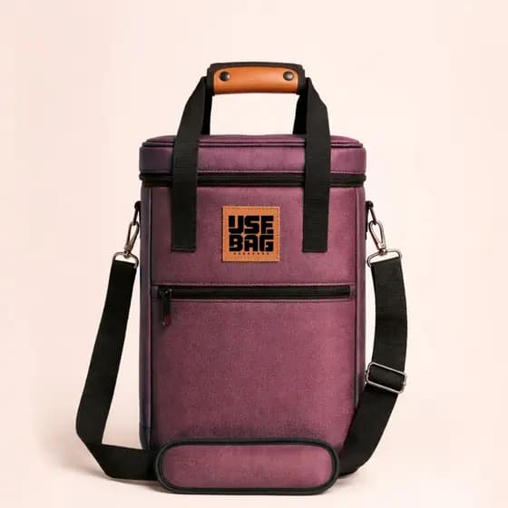 Bolsa Porta Vinho Térmica Grande Couro Impermeável Bebidas Viagem 4 Garrafas