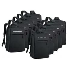 Kit 10 Mochila Personalizada Notebook Multifuncional Resistente Unissex Executiva Preta