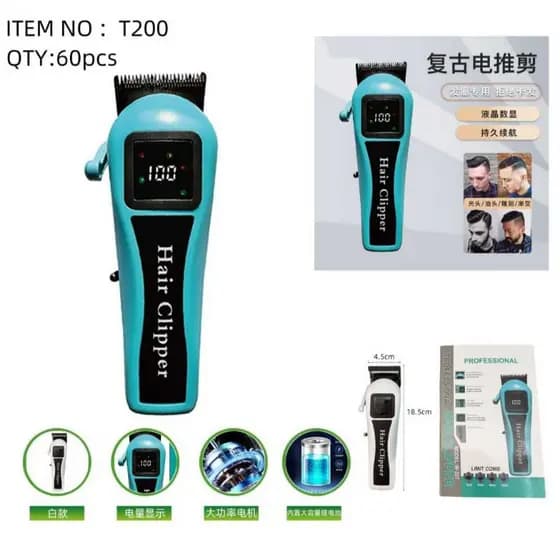 Máquina De Cortar Cabelo e Barba Profissional Portátil Com Display T200
