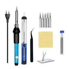 Kit Ferro Solda + Tubete Estanho Com 11 Peças E Sugador Solda 60W-(110V-220V)
