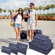Kit Organizador de Viagem 6 Peças Mala Roupa Sapato Bolsa Impermeável Necessaire Compacta