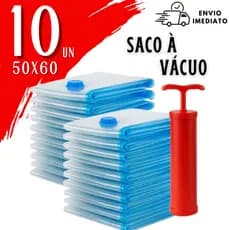 Kit 10 Sacos a Vácuo 50x60 + Bomba Manual MyLittleTricks | Organiza Roupas, Cobertor, Mala de Viagem