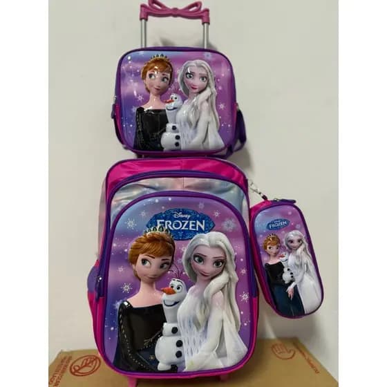 Mochila Escolar Infantil 3D Carrinho Kit Com Estojo Lancheira Térmica Impermeável Rodinhas 3 Peças🤗