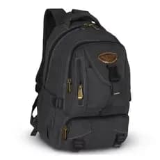 MOCHILA EM LONA PRETA ORIGINAL KVN REFORÇADA MASCULINA UNISSEX TRABALHO ESCOLA FACULDADE..